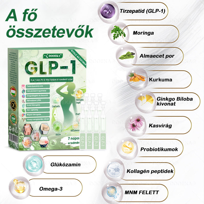 💖💖  DOOEKA® GLP-1 8 az 1-ben Fit & Vital Szájon át szedhető oldat – 👨‍⚕️ Napi egyszer, 7 nap alatt látható változás / Elhízás, szív- és érrendszeri egészség, cukorbetegség, alvási apnoe, bélrendszer egészsége, ízületi problémák és még sok más esetén💖💖