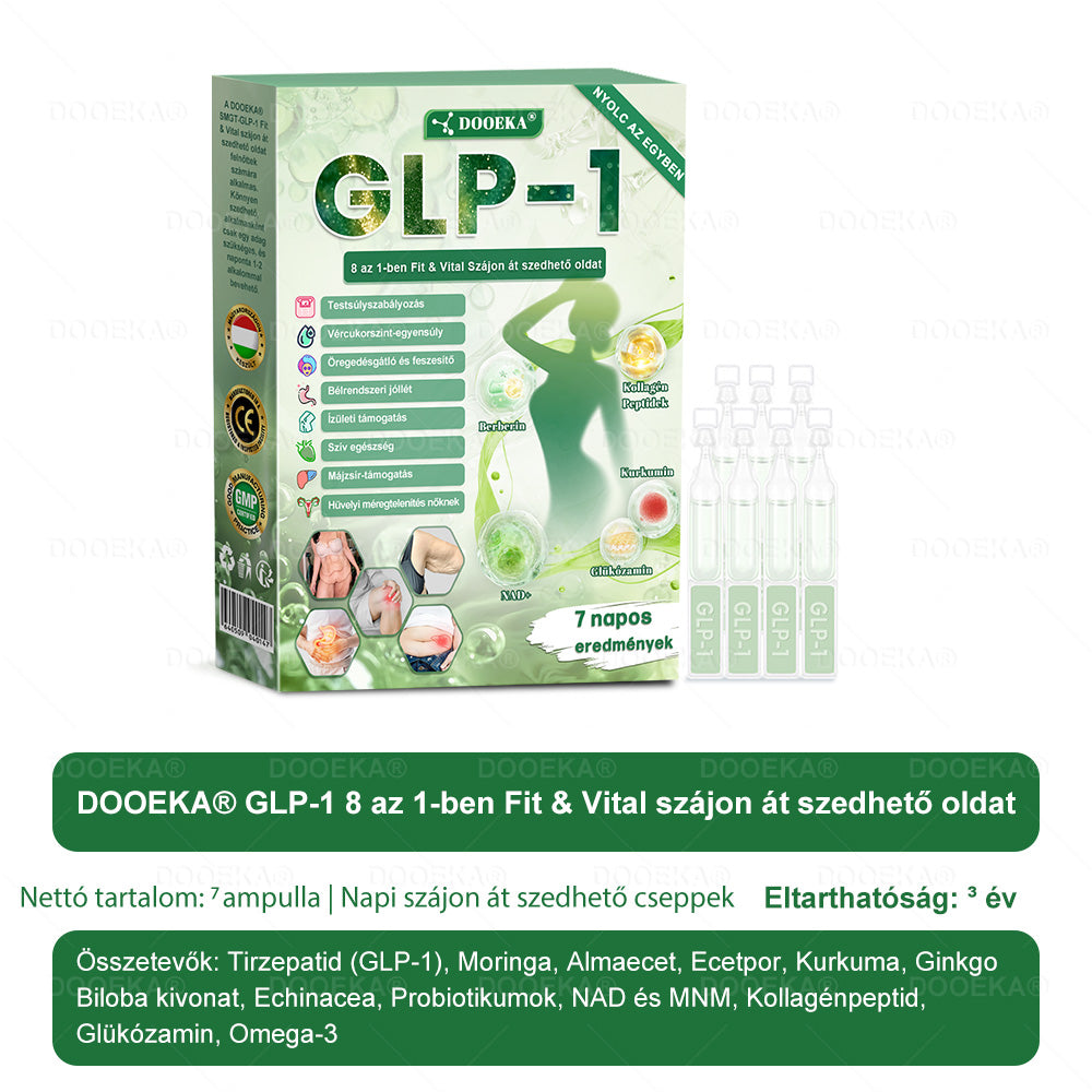 💖💖  DOOEKA® GLP-1 8 az 1-ben Fit & Vital Szájon át szedhető oldat – 👨‍⚕️ Napi egyszer, 7 nap alatt látható változás / Elhízás, szív- és érrendszeri egészség, cukorbetegség, alvási apnoe, bélrendszer egészsége, ízületi problémák és még sok más esetén💖💖